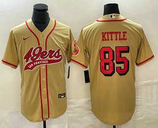 Men%27s San Francisco 49ers #85 George Kittle Gold Color Rush With Patch Cool Base Stitched Baseball Jersey->san francisco 49ers->NFL Jersey